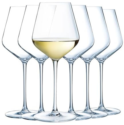 Cristal d'Arques Paris - Collection Ultime - 6 Verres à pied 47 cl en Cristallin - Brillance, Transparence et Haute Résistance - Fabriqués en France - Emballage renforcé, adapté à la vente en ligne
