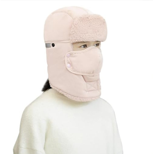 TINAYAUE Kinder Fliegermütze mit Ohrenklappen Warme Wintermütze Schöne Skimütze mit Abnehmbarer Gesichtsmaske Jungen Mädchen Winddicht Radmütze für Radfahren, Skifahren, Schlittschuhlaufen