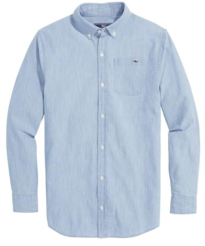 Vineyard Vines Boys Chambray Shirt (Little Kid), Coastline X-Large