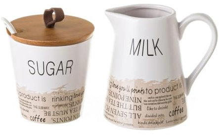 Juego de azucarero y lechera con Cenefa de Stoneware Blancos (Azucarero y lechera)