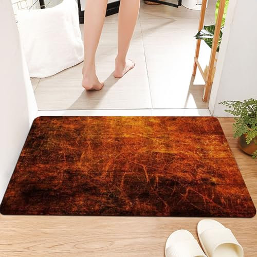 Badematte 60x100 cm rutschfest,Graffiti leuchtend rot orange gold braun schwarz monochrome Hintergrun,Badvorleger Maschinenwaschbar Anti-Rutsch Badteppich Weich Badematten Mikrofaser Badezimmerteppich