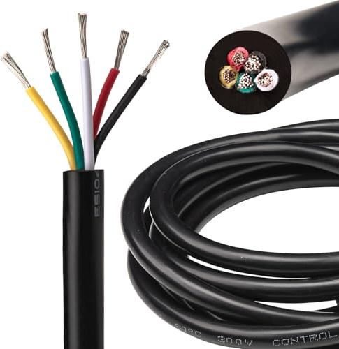URCIANOW 5 förlängningskabel på 0,75 mm², 18 AWG 5-kärnig kopparkabel, 2 m syrefri förtennad multikabel, UL2464, 300 V, för små enheter 5 V/12 V/24 V