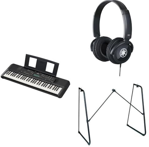 Yamaha PSR-E283 Portable Keyboard for Beginners bundled with HPH-100 Headphones, L-2C Keyboard Stand