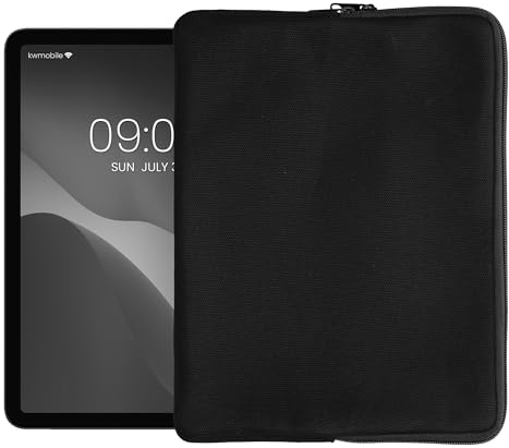 kwmobile fodral kompatibelt med 12,5 cm – 32,9 cm surfplatta fodral – surfplattefodral – skyddande duk 28,7 x 22,5 cm – svart