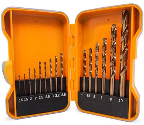 GVHAKG Bohrer Set 15 teilig，HSS-E M35 kobalt Spiralbohrer-Set für Metall, Edelstahl und Aluminium（1.5-10 mm）