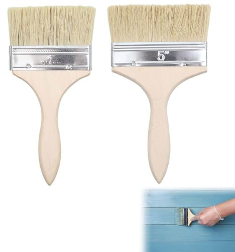 2 Pièces Pinceau en Soie pour Vitrifier et Vernir - Spalter Large pour Peinture Bois et Lasure, Taille 9,8 x 21 cm et 12 x 22,5 cm, Plat