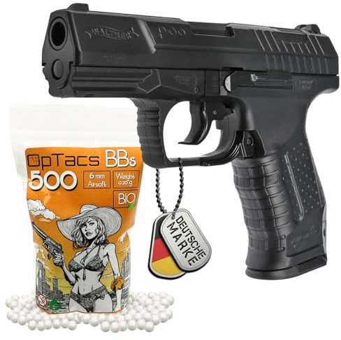 Set Airsoft Pistole Walther P99 Federdruck Softair Waffe 0,5 Joule 6 mm inkl. 2 Magazinen & 600 Premium Bio BB's 0,20g Munition