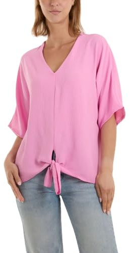 STAR FASHION Slips fåll blus för kvinnor v-ringad kortärmad topp damer djup V-hals slips främre toppar och blusar för arbete en storlek UK 10-18, Bubblegum rosa, one size