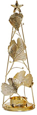 Portacandele natalizio per albero di Natale con foglie di albicocca decorazione natalizia in ferro dorato