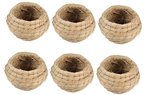 PERSELOSO 6 Pièces Nid Oiseaux Paille pour Oiseaux Confortable pour Reproduction Extérieur et Intérieur