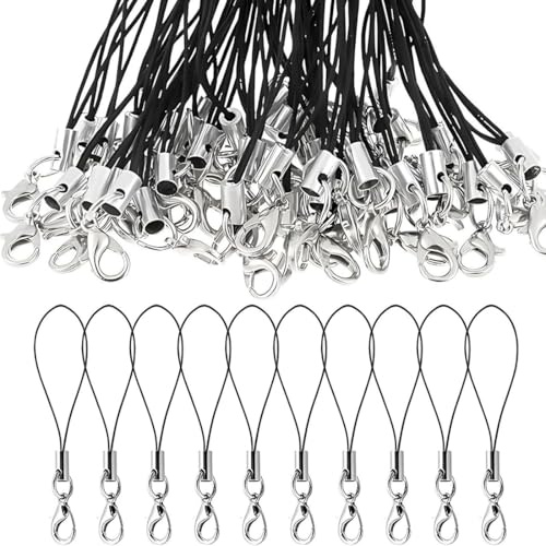 JUGUTA 100 Piezas De Correa De Cordón Simple Para Teléfono Celular Para Llaves, Llaveros, Bucles De Dijes Para Teléfono Celular Con Mosquetón,Correa De Anillo Para Teléfono Celular,Llavero Usb