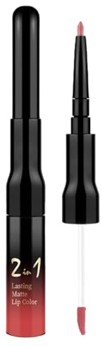 Long Lasting Waterproof Lip Stain Peel off & Dark Brown Chocolate Lip Liner Set for Women,Matte Liquid Lipstick and Pencil Combo,Smudge Proof All-Day Wear Nude Red Pink Brown Lip Tint & Gloss,12#