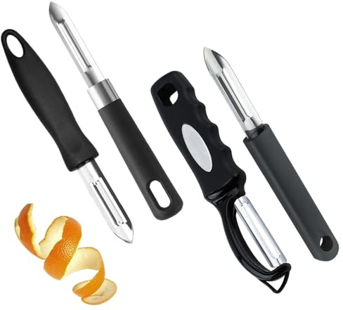 4er Set Edelstahl Sparschäler, Doppelklingen Gemüseschäler, Extrem Scharf Spargelschäler, Peeler zum Schälen von Kartoffeln, Karotten und Gurken