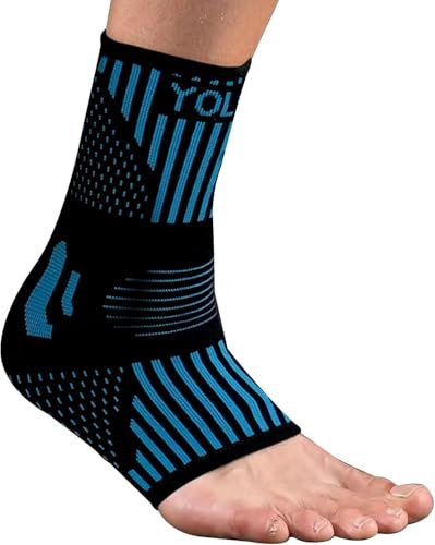 Uheltosly 2 Pezzi caviglia lenitivo di Supporto,Cinghia traspirante piede,Fascia di supporto per caviglia,Cinghia con fasce elastiche per sport,corsa, fitness(Blu,M)