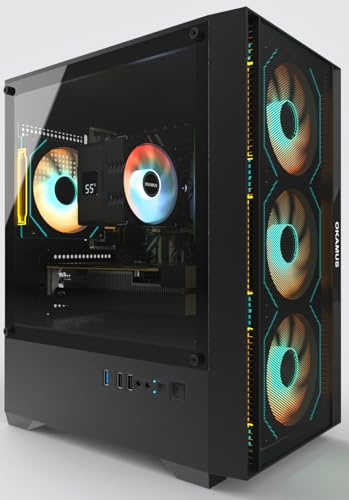 OKAMUS Gaming PC, i7 CPU Up to 4.0GHz, RX 590 2304 SP 8GB DDR5 Graphics Card, 512 GB M.2, 16 GB RAM Pre-Built Computer, ARGB Fans x 4, Win 11 Home，WiFi 6 + BT 5.3, 550W PSU (RX 590+512GB+16GB)