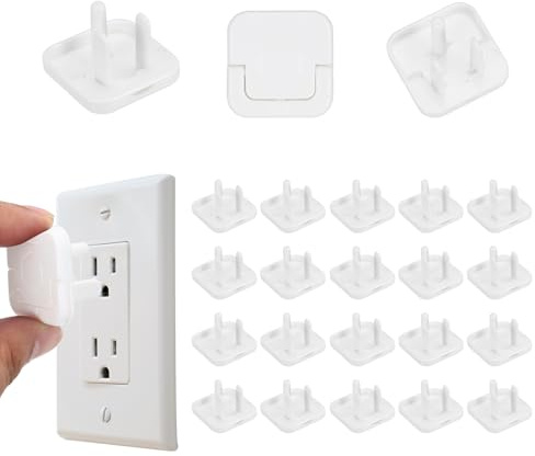 MECCANIXITY 24 Pack Outlet Covers Proofing, Electrical Safety Plug Covers Outlets Socket Proof Caps Easy Install Plug Power Sockets Protectors for 3-Prong Power Wall Plate, Square White