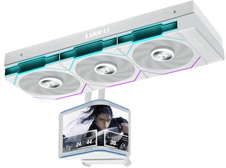 LIAN LI HydroShift II OLED Curved 360 TL Flex AIO Cooler-White-HS2OLDC36TW | Motorized 6.67-inch 2K 60Hz OLED 360mm AIO , 3x120mm TL Flex Fans, 3D Animation Effects, Intel LGA 1851/1700, AMD AM5/4