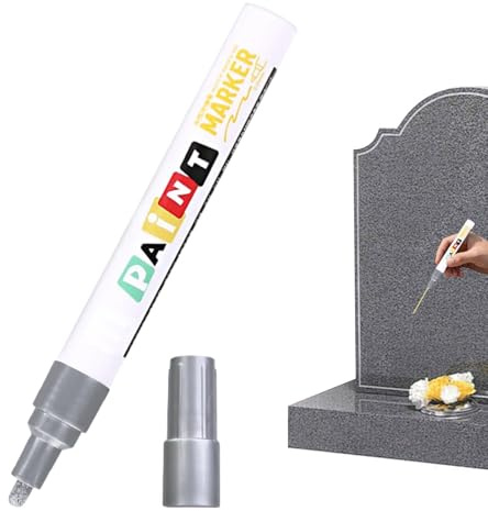 Pennarello commemorativo di tomba, inchiostro ad asciugatura rapida, impermeabile, punta fine da 3 mm, per cimitero, per disegnare, scrivere e scrivere su vetro, marmo, pietra, legno, metallo