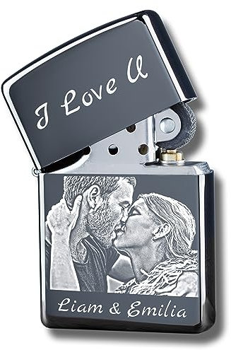 3Dglas Das Feuerzeug Geburtstagsgeschenk für Männer Zippo mit Gravur als Geschenke für Männer personalisiertes Benzinfeuerzeug [Diamant Gravur] Männergeschenke Sturmfeuerzeug als Männer Geschenk