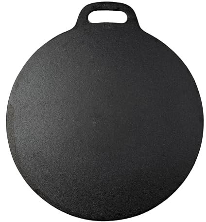 Victoria 12-Inch Cast-Iron Tawa Dosa Pan, Pizza Pan with a Loop Handle, Crepe Pan Preseasoned with Flaxseed Oil, Made in Colombia