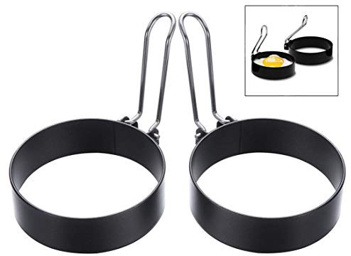iwobi 2 pezzi Anelli per Uova,Stampi per Uova Antiaderenti di Forma Rotonda,Utensili da Cucina