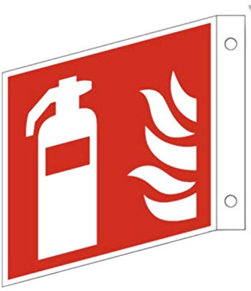 MBS-FIRE® Feuerlöscher Fahnenschild Nach ISO 7010, Nachleuchtend Oder Nicht, Größe: 150x150 Oder 200x200mm, Farbe: Nachleuchtend