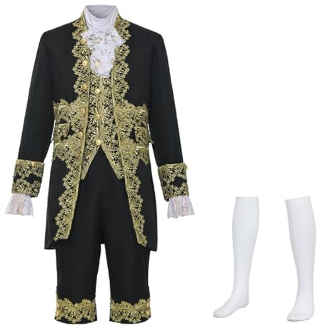 FAD-4U Costume Médiéval Manteau Victorien pour Homme Style Rococo Steampunk Gothique Prince Manteau Costume Mariage invités Makeup Party