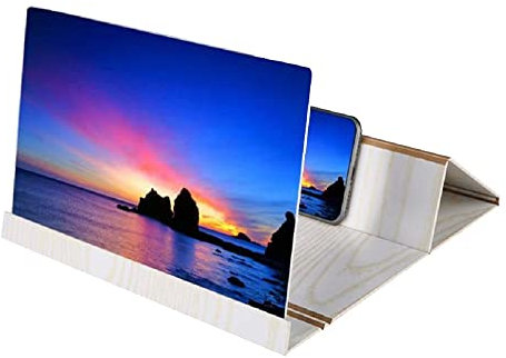 NIUCOM Amplificador de Pantalla Teléfono Móvil · Pantalla de Lupa HD 12 Pulgadas · Acabado Madera Ecológica · con Protección para los Ojos · para Ver Videos y Películas · para Cualquier móvil (Blanco)