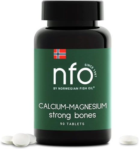 NFO CALCIUM-MAGNESIUM [90 Kautabletten] Norwegischer Naturkomplex hochdosiert mit Calcium, Magnesium sowie den Vitaminen K und D, für starke Knochen und Zähne, mit Tutti-Frutti-Geschmack, 100 % vegan