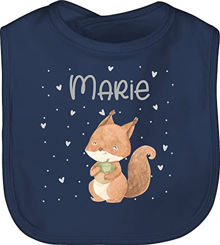 Baby Lätzchen - Tiere - Eichhörnchen Eichhorn Squirrel - Unisize - Navy Blau - babygeschenke baby-geschenke personalisierte geschenke kita schlabberlatz babygeschenk jungen babysachen tier name