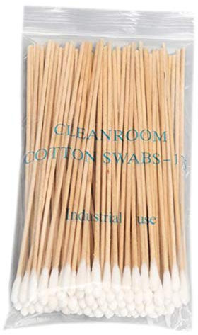 Lot de 100/200 cotons-tiges stériles à tête unique avec manche en bois de 15,2 cm de long pour le maquillage des plaies