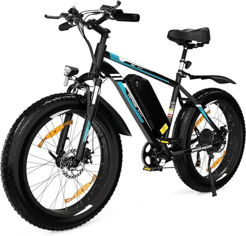 HITWAY Bici Elettrica uomo,27,5/26 Fat Tire 7 Velocità Bicicletta Elettrica da 36V13Ah/48V15,6Ah Batteria al Litio Rimovibile 60-100km, Pendolarismo in città & MTB Bici Elettriche