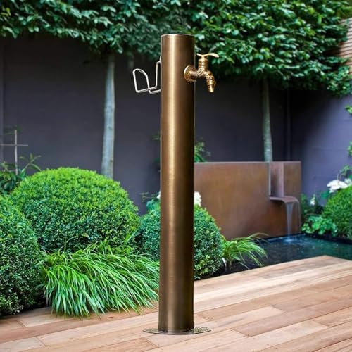 Colonne d'eau de Jardin cylindrique en Acier Inoxydable, Robinet d'extérieur sur Pied, Fontaine décorative pour Jardin, arrosage et Lavage (Hauteur : 86 cm/33,9 po)