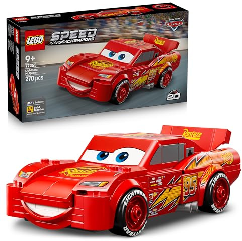 LEGO Speed Champions Lightning McQueen Race Car Toy - Collectible Model Kit w/a Detailed Undercarriage - Disney Gift for 9+ Year Old Boys, Girls & Pixar Cars Movie Fans - 77255