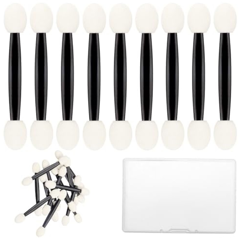 JYXNU 100pcs Pennello per Ombretto a Doppia Punta, Pennelli per Ombretto in Spugna,Applicatore per Trucco Ovale, Professionale Doppia Testa Ombretto Spazzole, per Applicazione di Trucco