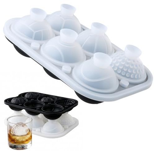 Stampo Ghiaccio Sferico con Coperchio, Stampo Silicone per Cocktail e Whisky, Cubetti Ghiaccio Silicone 5CM Rotondo Sfera, Senza BPA Stampos Sfera Grande, per Cocktail Vino e Whisky, 6 Scomparti