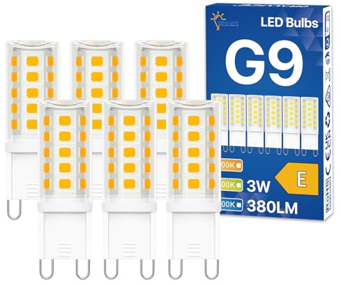 ORALUCE G9 LED Warmweiß 2700K, 3W Leuchtmittel G9 Ersatz 30W-40W Halogenlampe, Glühbirne G9 380LM, Kein Flackern, 360° Abstrahlwinkel, nicht dimmbar für Kronleuchter, 6 Stück