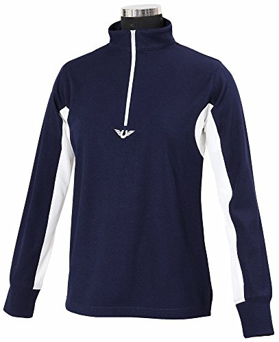 TuffRider Children's Ventilated Technical Long Sleeve Sport Shirt with Mesh, Navy, Medium