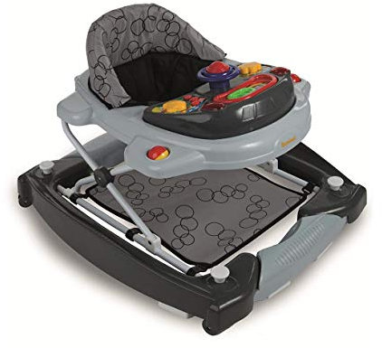 Baninni Lauflernhilfe 2in1 Babywalker Spiel- und Lauflernwagen-babywippe-schaukefunktion-Licht,Musik,Spielecenter Esstisch-Grau, ab 6 Monaten