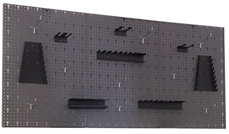 Intertech Lochwand 120 x 58 cm mit 17-tlg. Haken und Halterset aus Stahlblech, Pulverbeschichtet