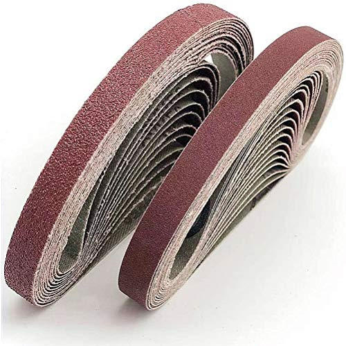 FEIHU Bande abrasive 13x457 mm.5 sortes de gravier mixte (6X40 /80/120/180/320).Ensemble de Bandes Abrasives,pour Black & Decker Powerfeileponceuses à bande(30 pièces)