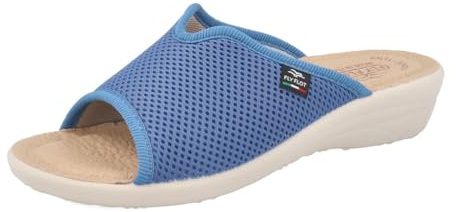 Atella, Ciabatte Donna in Rete Elastica Aperte, Sottopiede Imbottito in Pelle, Avio, 39