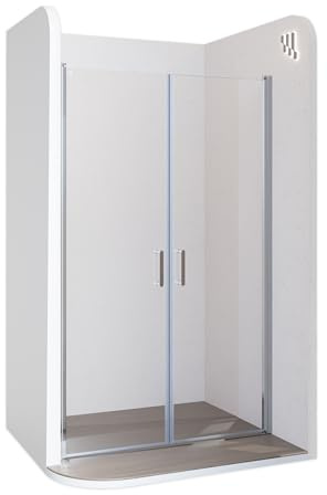 Moments of Glass Mampara de ducha 91x180 cm rango de ajuste de 91-94 cm, altura: 180 cm, vidrio de seguridad ESG con nano transparente de 6 mm con perfiles de aluminio - AC