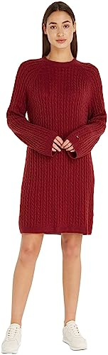 Tommy Hilfiger Abito Donna Soft Wool C-Neck Maniche Lunghe, Rosso (Rouge), M