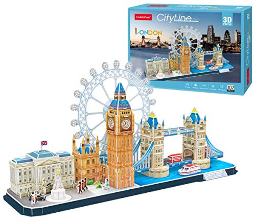 Puzzle 3D - London Cityline | 3D Puzzle Gift Child 8 Years | 3D Puzzle Adults And 3D Puzzle Children | Model Kits for Building Adults | 3D Puzzles | 107 Pieces
