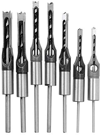 CDIYTOOL Vierkant-Lochbohrer-Sets, Holzbearbeitung Vierkantbohrer-Set, HSS-Holz-Stemmeißel-Senker DIY-Lochöffnung Bohrwerkzeuge, 6,4 mm/8 mm/9,5 mm/10 mm/12,7 mm/14 mm/16 mm