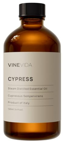 VINEVIDA Cypress Essential Oil 4 oz - Undiluted Candle Scent DIY Scents for Candlemaking Bulk Soap Making Safe Skin, 7.18 Ounces, 120.0 milliliters, 4.0 Fl Oz, 1