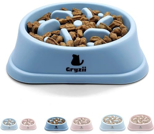 Antischlingnapf Hunde | Langsam und gesund Futterung, Verdauungsfördernd, Anti-Erbrechen Schlingnapf, rutschfest Standfuß, Hundenapf, Fressnapf, Mittelgroßer Hund (Blau, Mittelgroßer Hund)