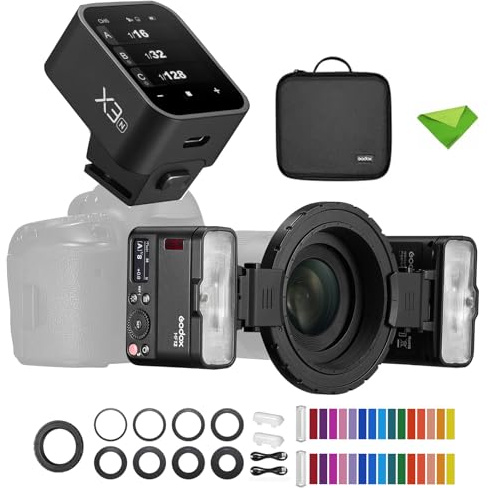 Godox MF12 MF12-K2 Flash macro con trigger flash X3-N per Nikon, Speedlite flash TTL off-camera da 12 W, controllo wireless 2,4 G, modalità TTL/M, batteria al litio incorporata da 3,7 V/6,29 W