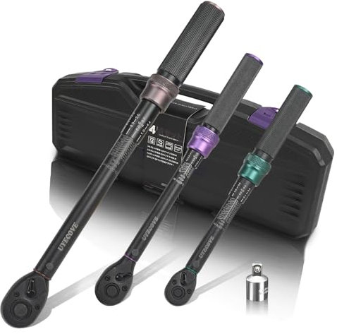 UYECOVE Llave Dinamometrica 1/4 1-25NM, 3/8 5-60NM, 1/2, 20-220 Nm 20-220 Nm,Llave Dinamométrica ±3% Alta Precisión, 72 Dientes Llave Dinamometrica Bicicleta Para Motocicleta Coche Camión etc